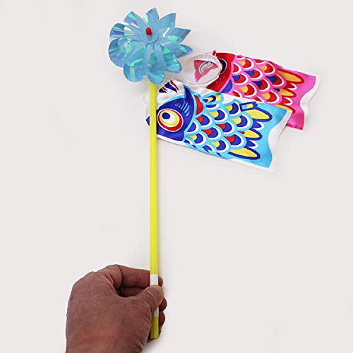 Amazon | こどもの日景品 風車鯉のぼりセット 10本（全長30cm 鯉15cm